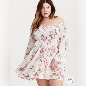 Torrid Floral Smocked Boho Babydoll Dress